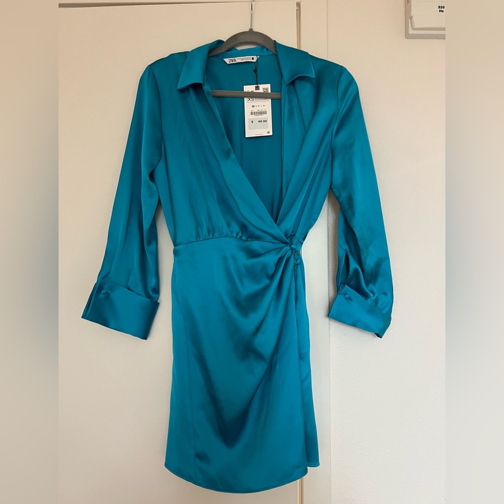 Zara Blue Long Sleeve Dress